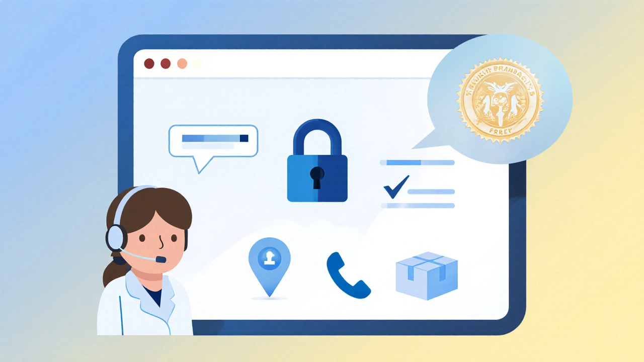 Illustration vectorielle d&#039;une tablette avec cadenas, sceau de pharmacien et avatar de pharmacien en chat.