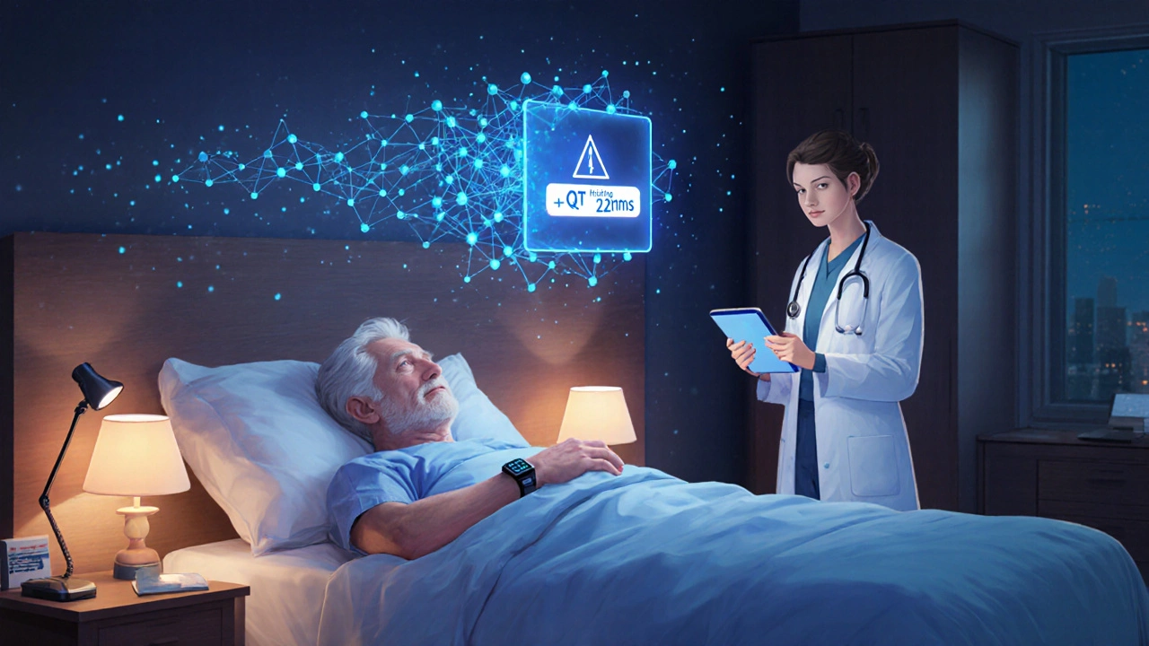 Réseau d&#039;IA analysant les données ECG d&#039;un patient pendant son sommeil.