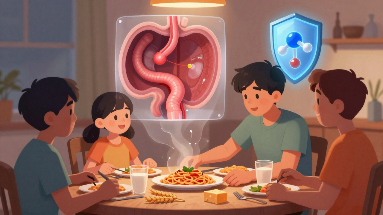 Jeune en régime d&#039;élimination isolé au dîner, avec une vision médicale et un traitement biologique en arrière-plan.