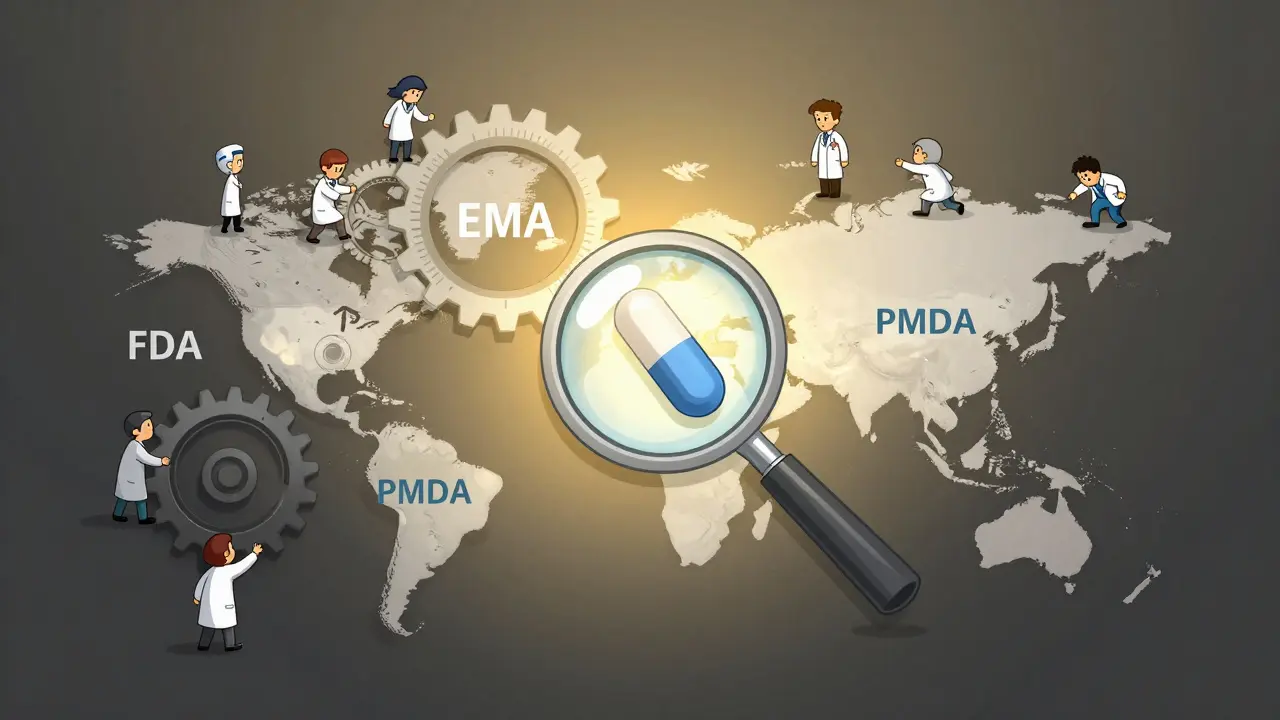 Réseau mondial d'agences réglementaires connectées autour d'un médicament NTI.