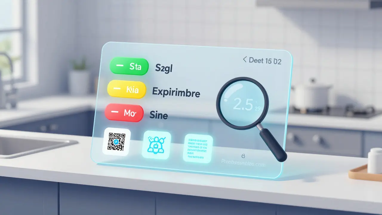 Tableau numérique affichant les dates d'expiration des échantillons avec alertes colorées et codes QR liés à la traçabilité.