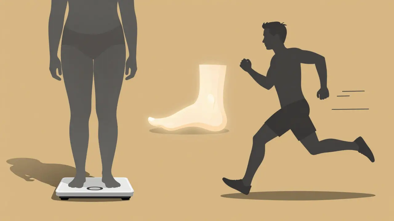 Silhouettes d'un sédentaire et d'un coureur avec pied plat