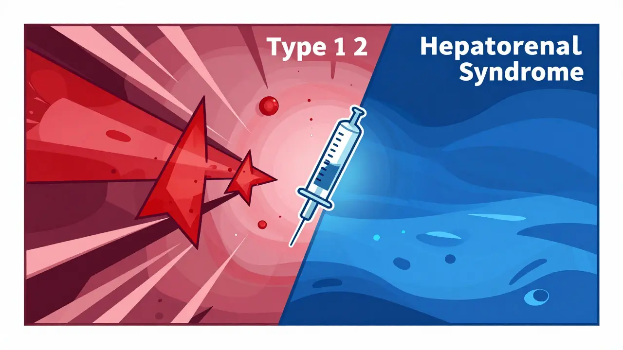 Comparaison visuelle conceptuelle entre l'évolution aiguë du type 1 et chronique du type 2 de SHR.
