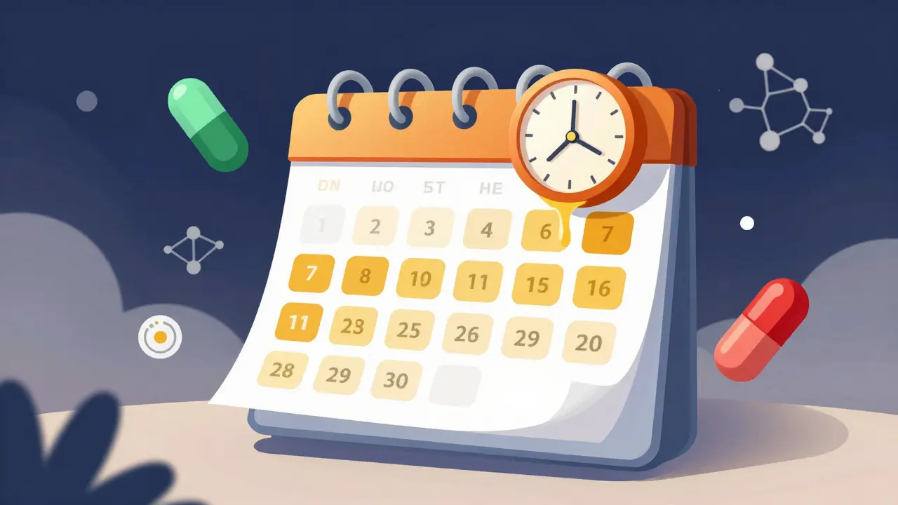 Calendrier conceptuel montrant les 28 jours critiques