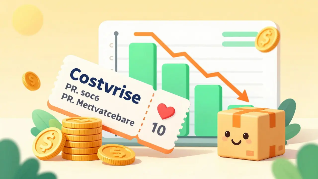 Coupon de réduction et colis de livraison symbolisant l'économie sur les médicaments