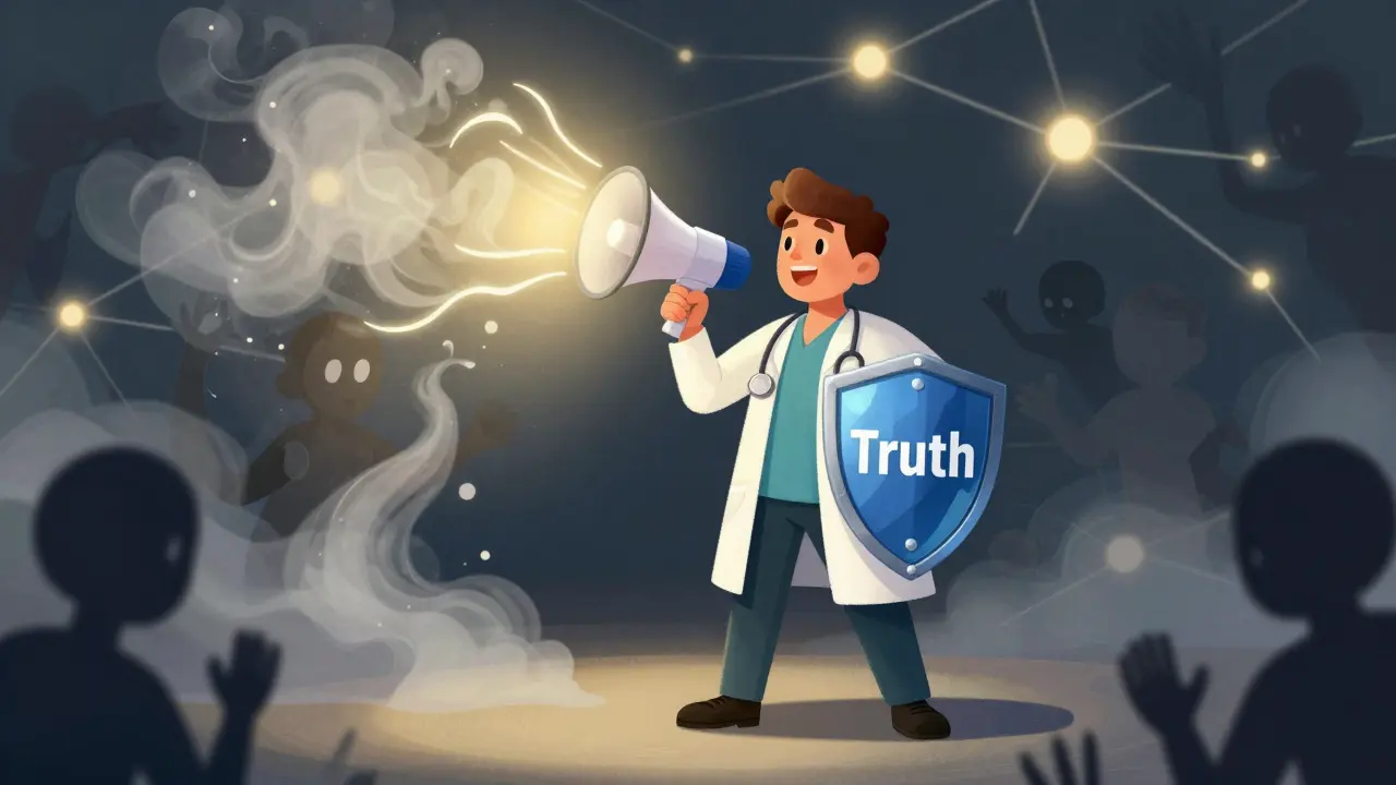 Éducateur de santé combattant la désinformation avec empathie