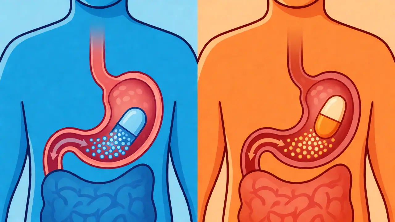 Illustration schématique de l'absorption variable des médicaments dans le corps
